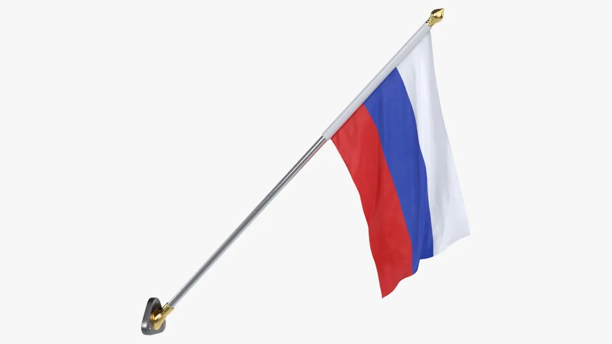 Russia Cloth Flag Wall Mount Animated 3D model