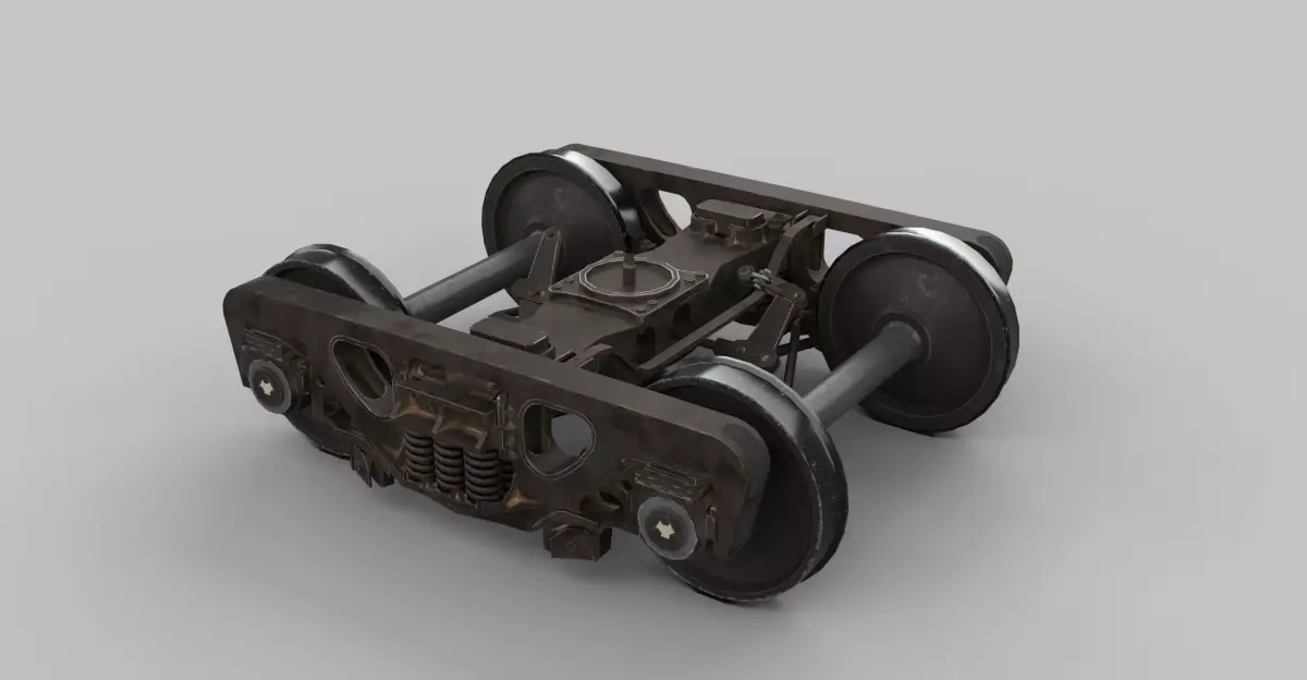 Bogie of railway freight train 3D model