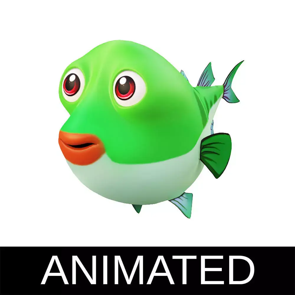 Striped Bass Fish Cartoon Animated Low-poly 3D model