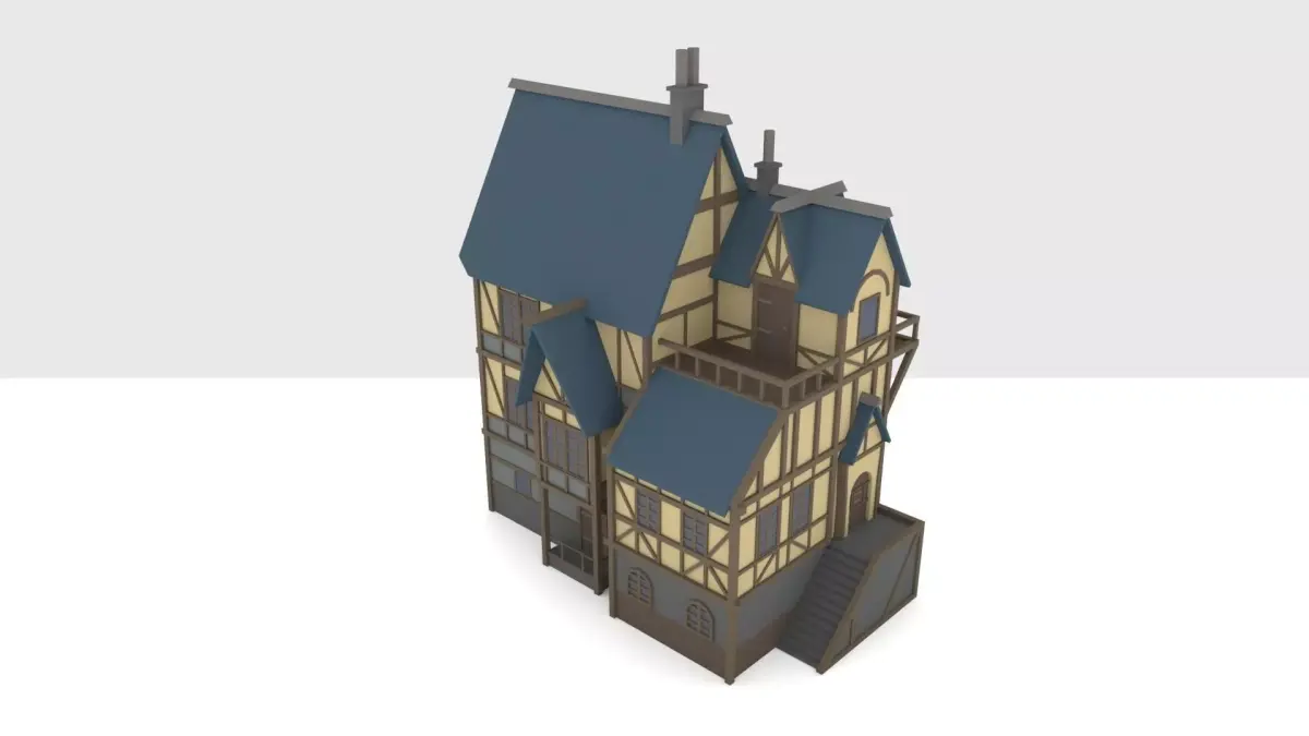 Medieval-styled low-poly house Free low-poly 3D model