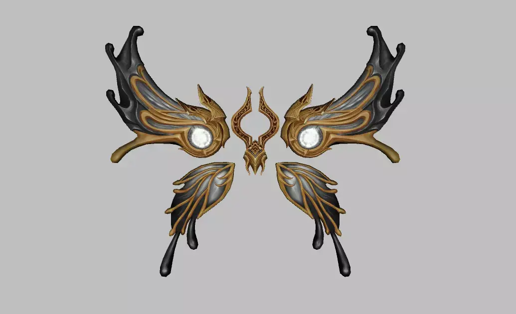 Golden Black Wing Low-poly 3D model