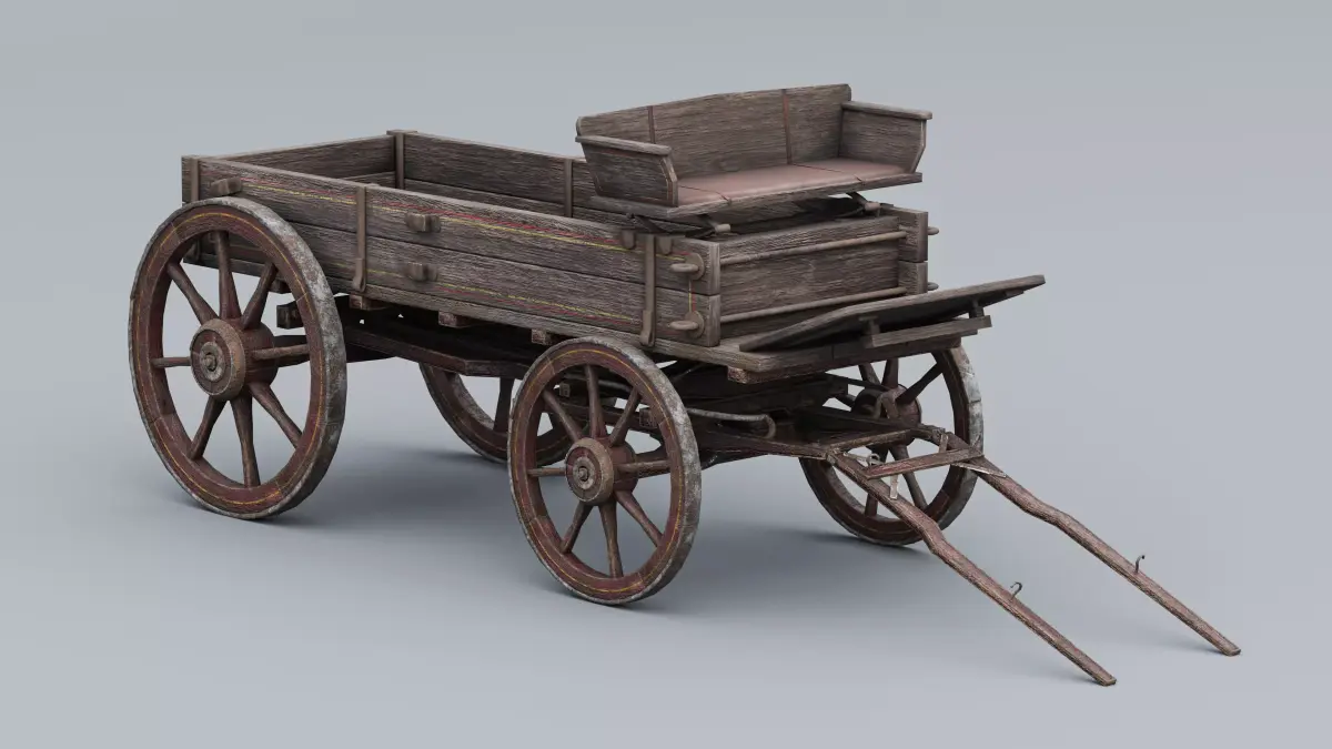 Game Ready Wagon Low-poly 3D model