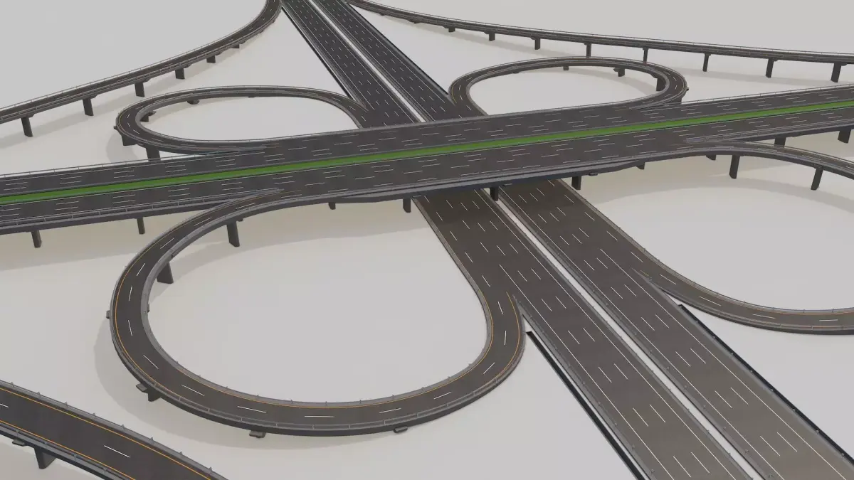 Highway Intersection Road Bridge 3D model by Boyut3d
