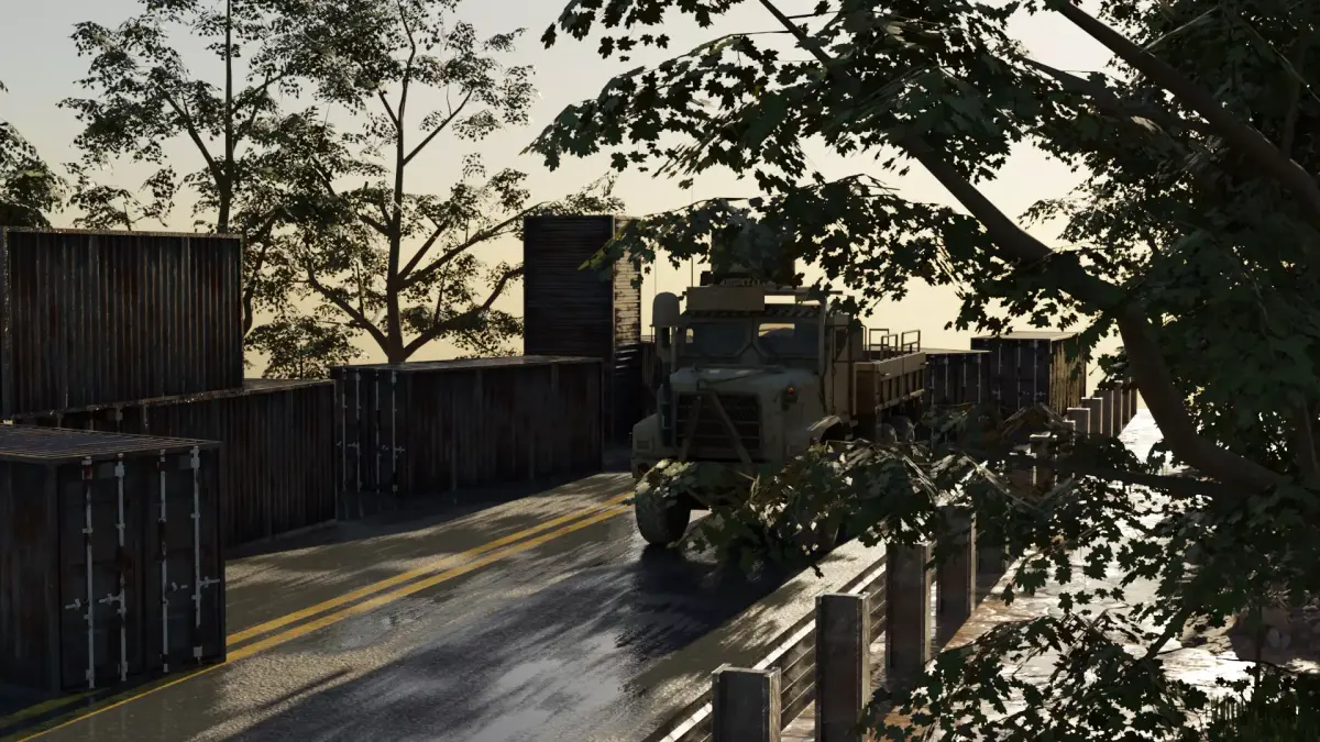 Road side Container with truck scene 3D model