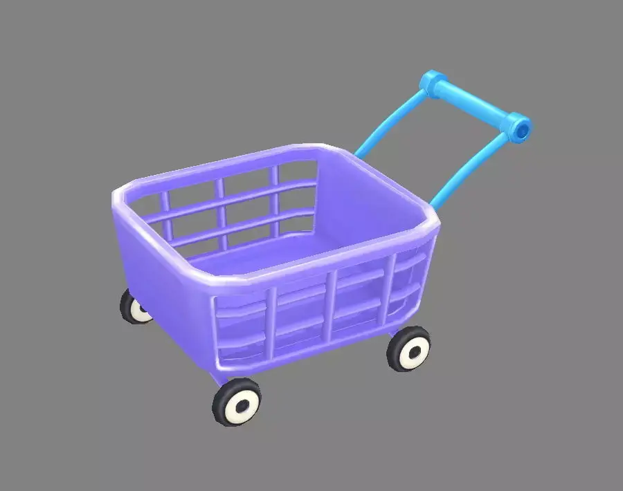 Cartoon Shopping basket - shopping cart Low-poly 3D model
