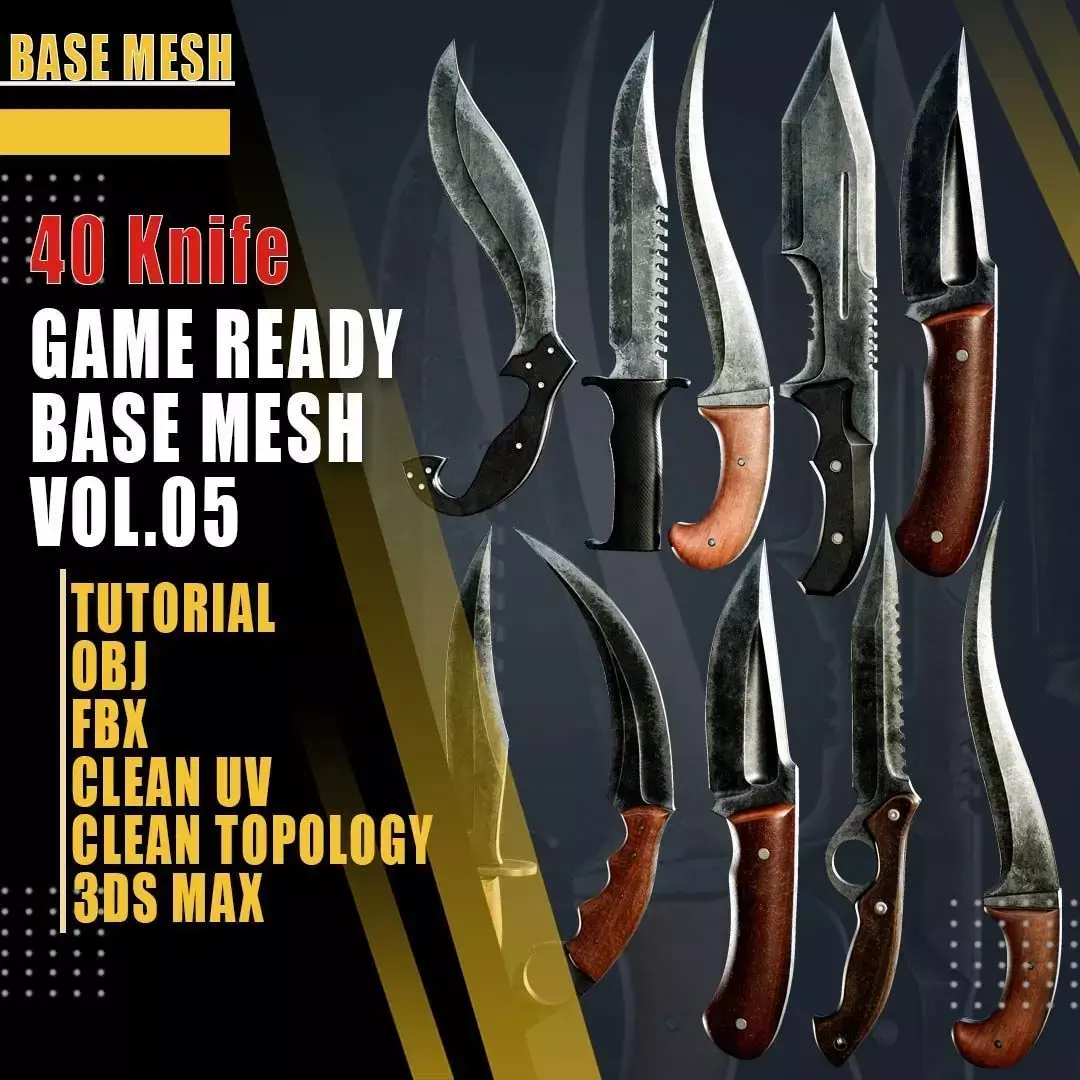 40 Knife Base Mesh  Vol 05Game Ready Low-poly 3D model