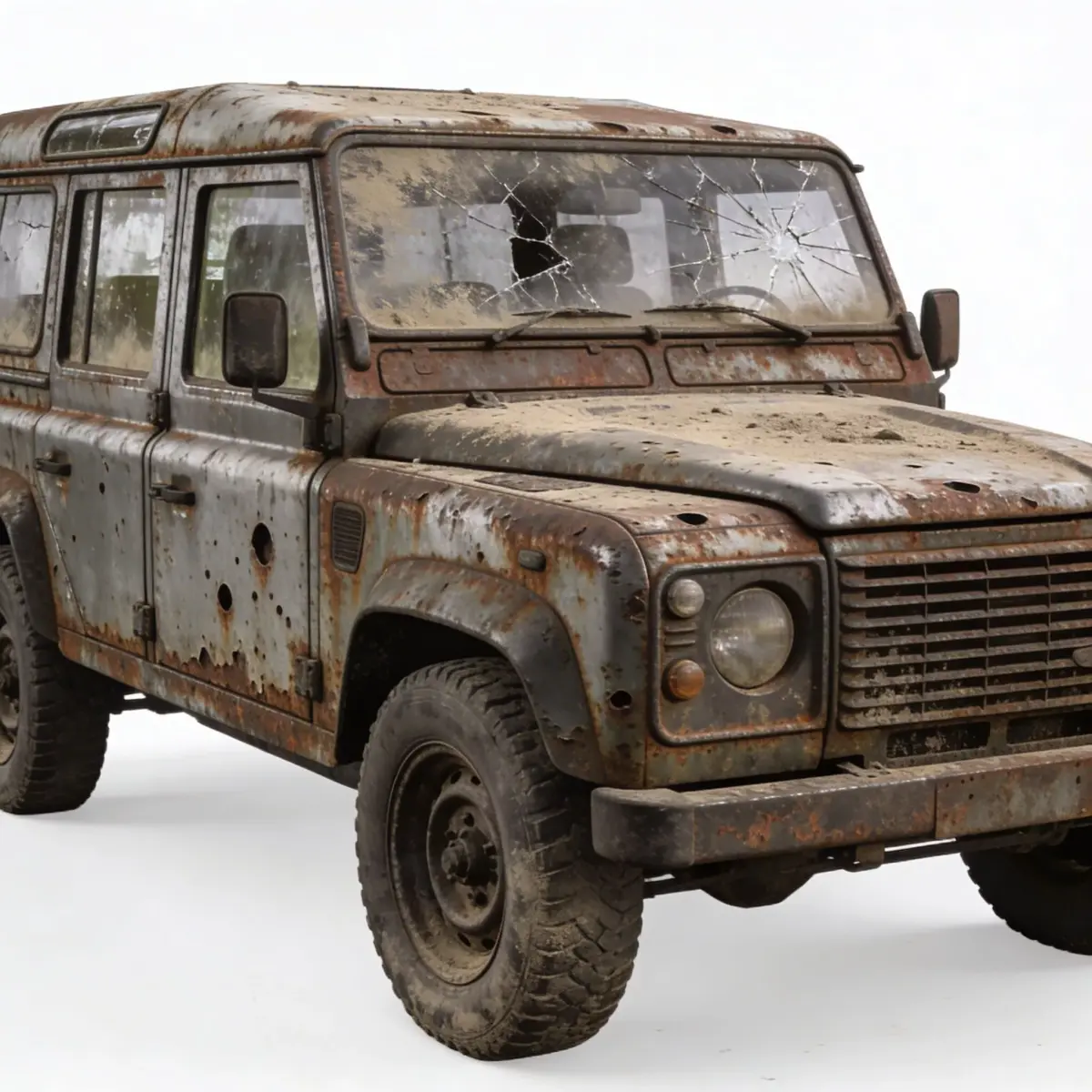 Realistic Abandoned Battle-Damaged Off-Road SUV 3D Model Low-poly 3D model