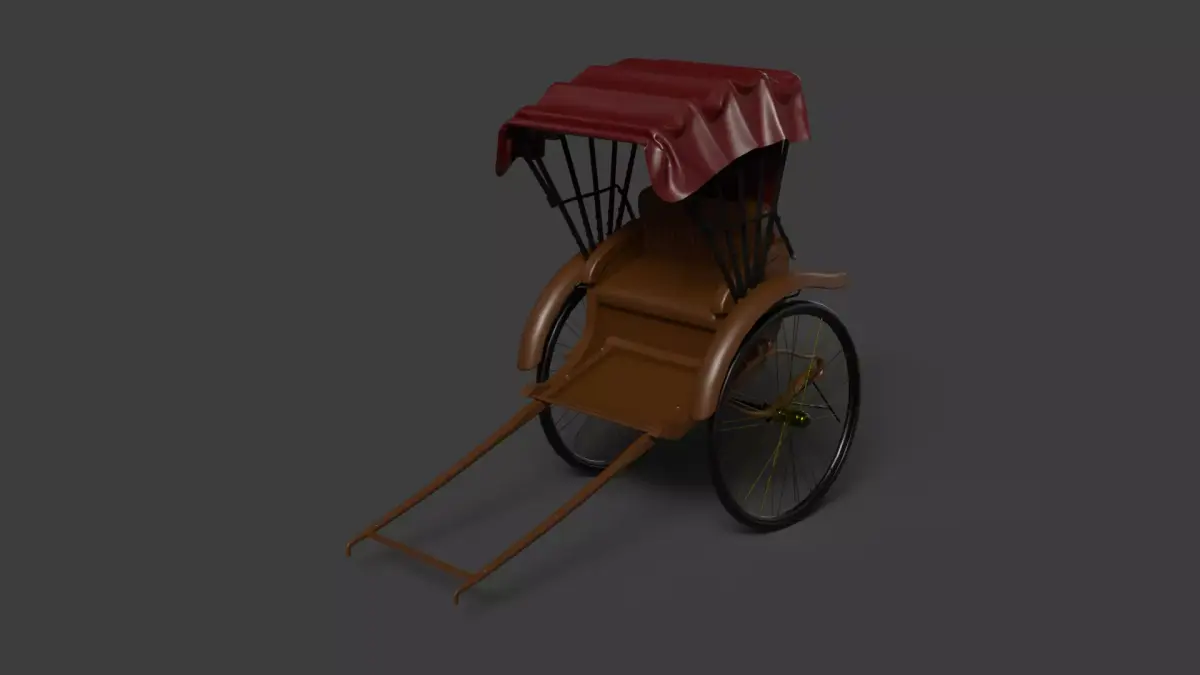 Chinese rickshaw  Low-poly 3D model