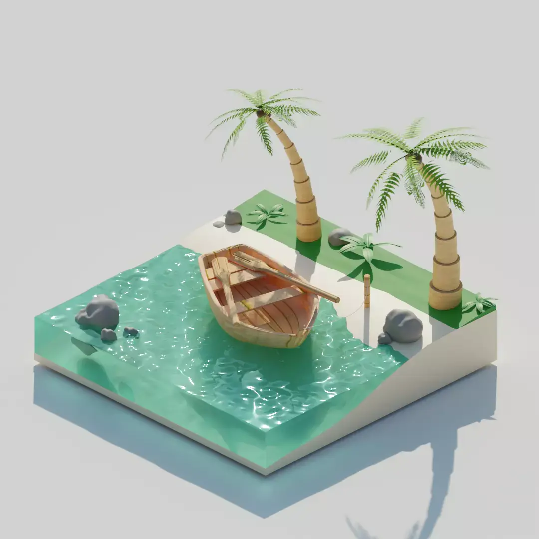 Wooden Boat Free 3D model purchase