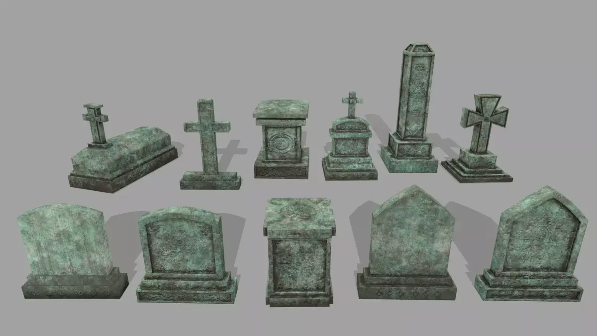 tombstone 1 gravestones and crosses Low-poly 3D model