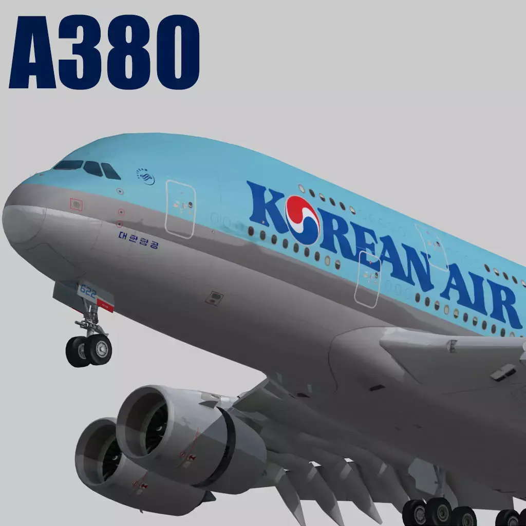 Airbus A380-8 Korean Air livery Low-poly 3D model