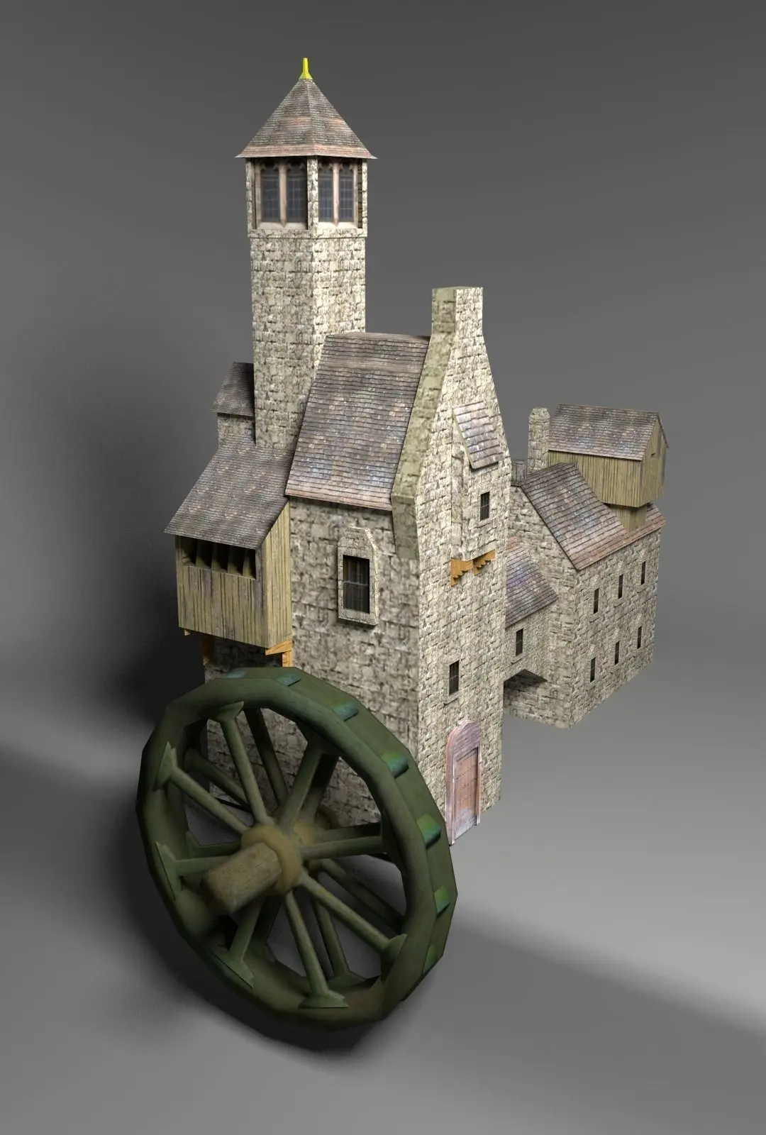 Water mill low poly Low-poly 3D model