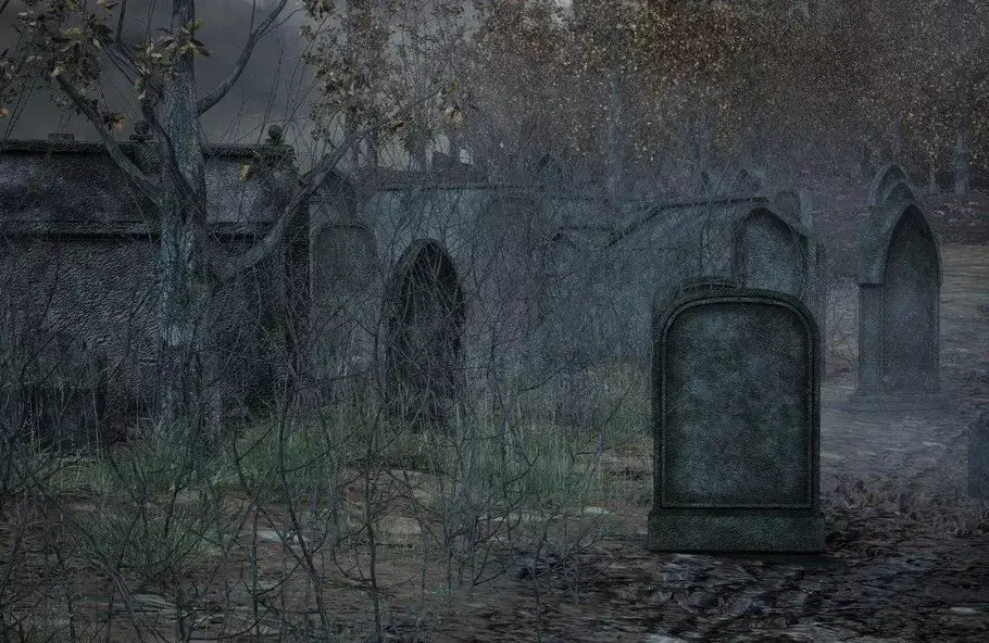 Low-poly PBR Gravestone set 6 items Low-poly 3D model