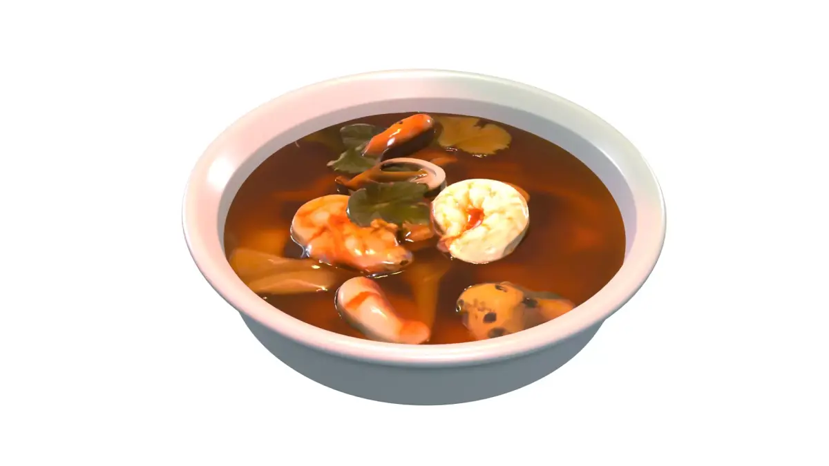 Seafood Soup Fried Octopus Ahi tuna Seafood Pasta Low-poly 3D model