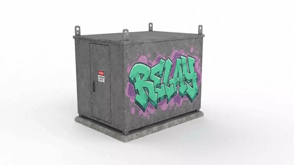 Railway control cabinet Low-poly 3D model