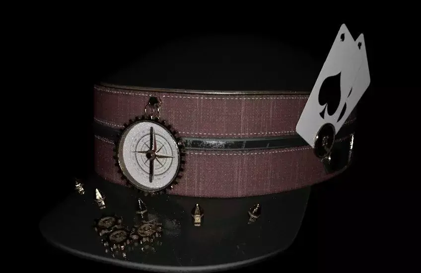 Hat military old Card style  Low-poly 3D model