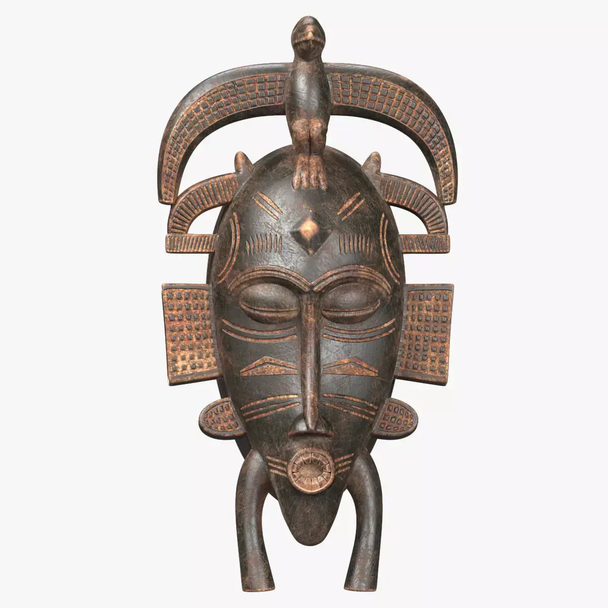 African masks Senufo Bird Low-poly 3D model