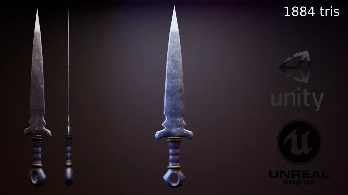 Medieval Dagger 3D - LowPoly Low-poly 3D model