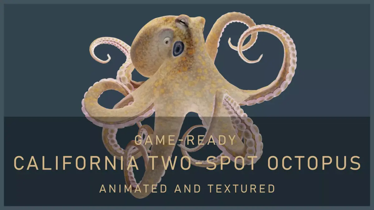 Animated California Two-Spot Octopus Low-poly 3D model