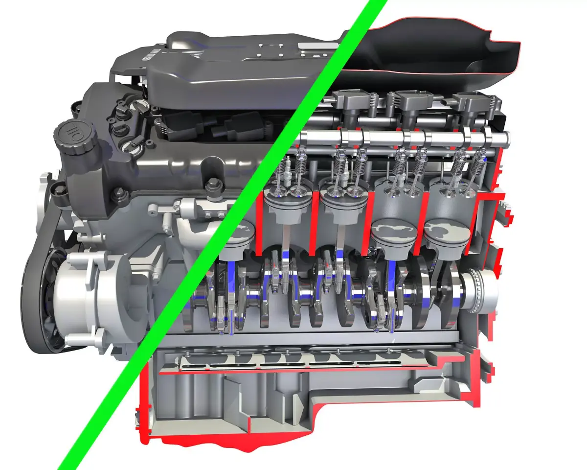 Full and Cutaway V12 Engine 3D model