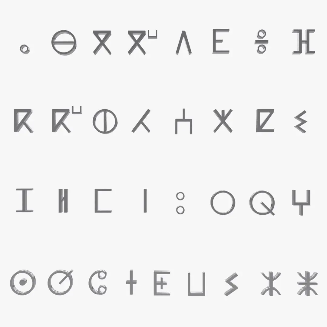 Metal Tifinagh Alphabet 3D model