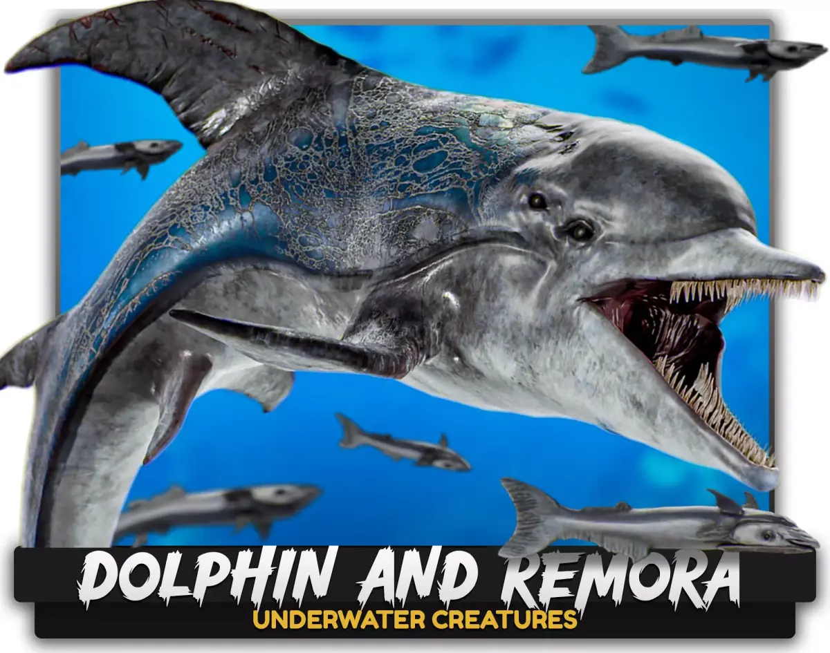 Dolphin and Remora - Realistic Animated Marine Monster - 62 Low-poly 3D model