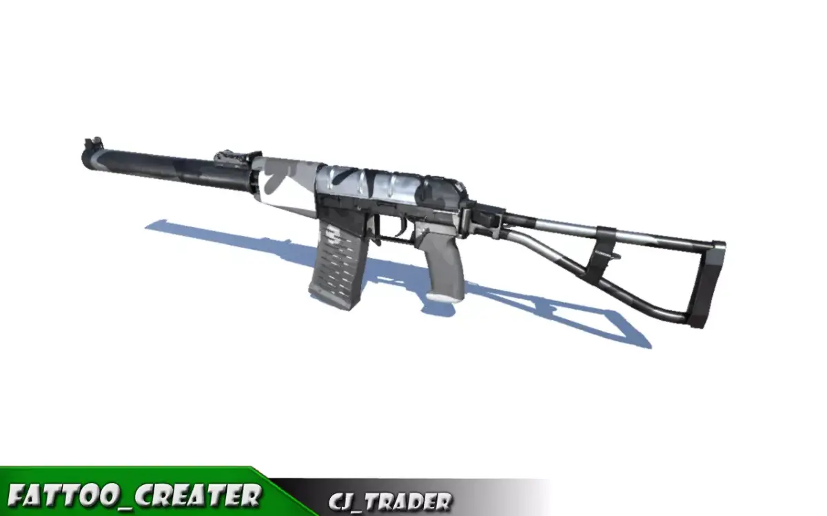As-Val Low-Poly Assault Sniper Riffle 3D Model  Low-poly 3D model