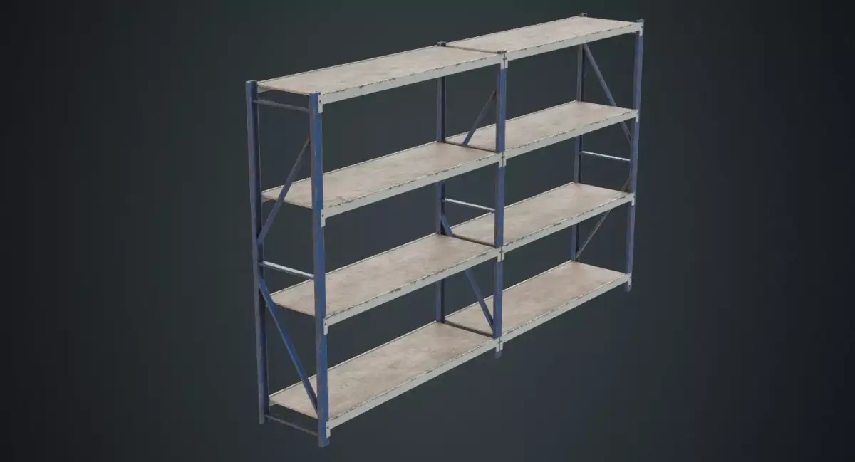 Steel Shelf 1B Low-poly 3D model