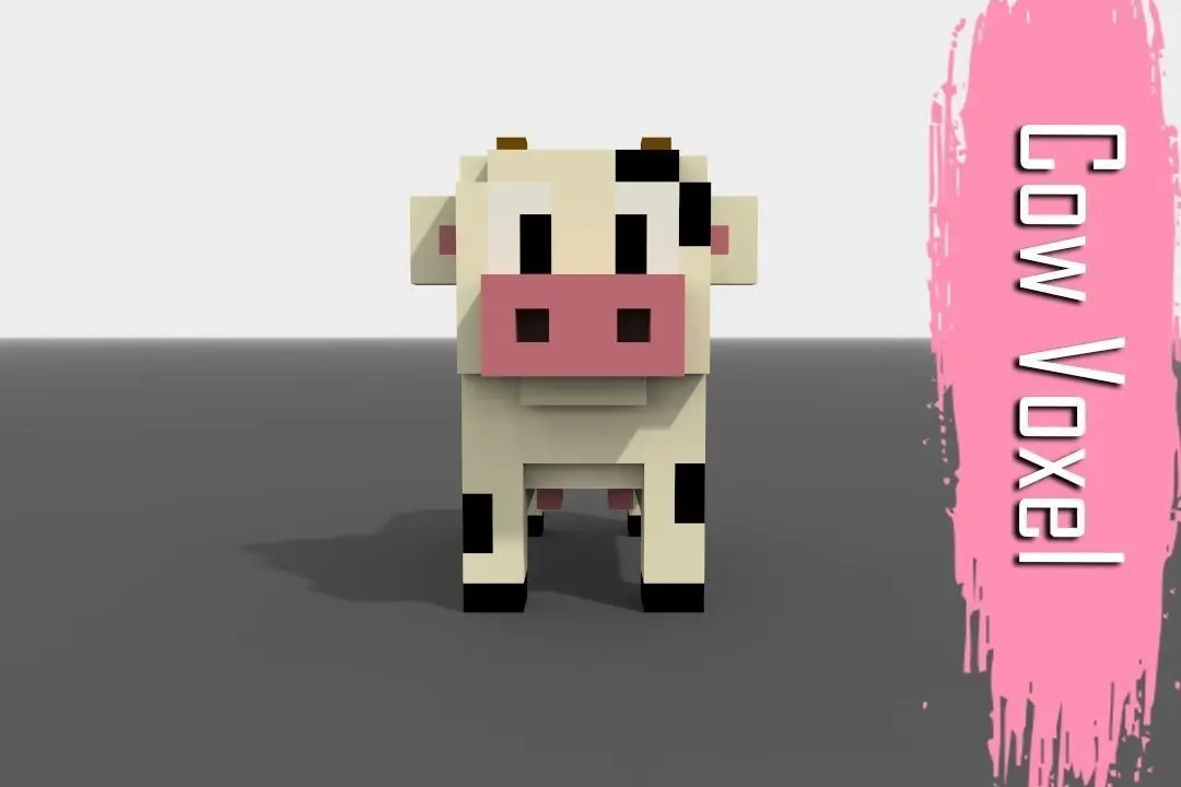 Voxel Cow Low-poly 3D model