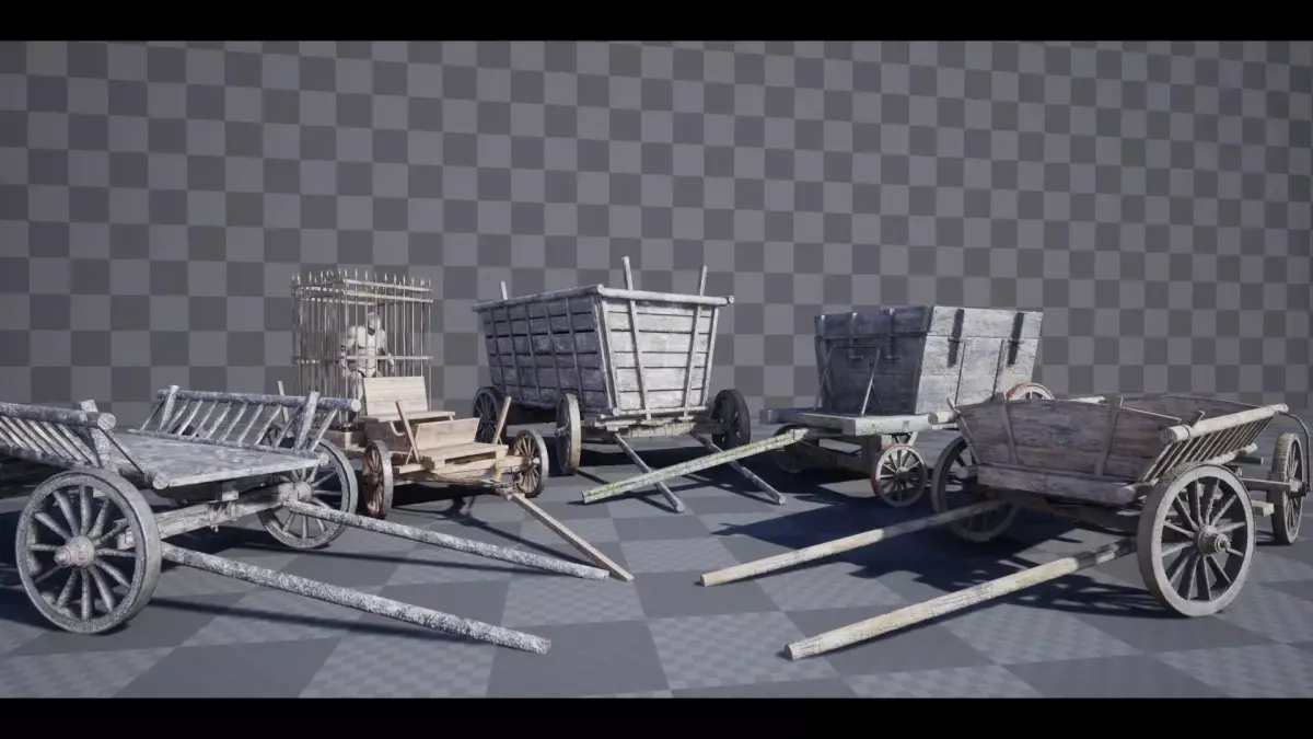 The Carts Pack 5 in 1 Low-poly 3D model