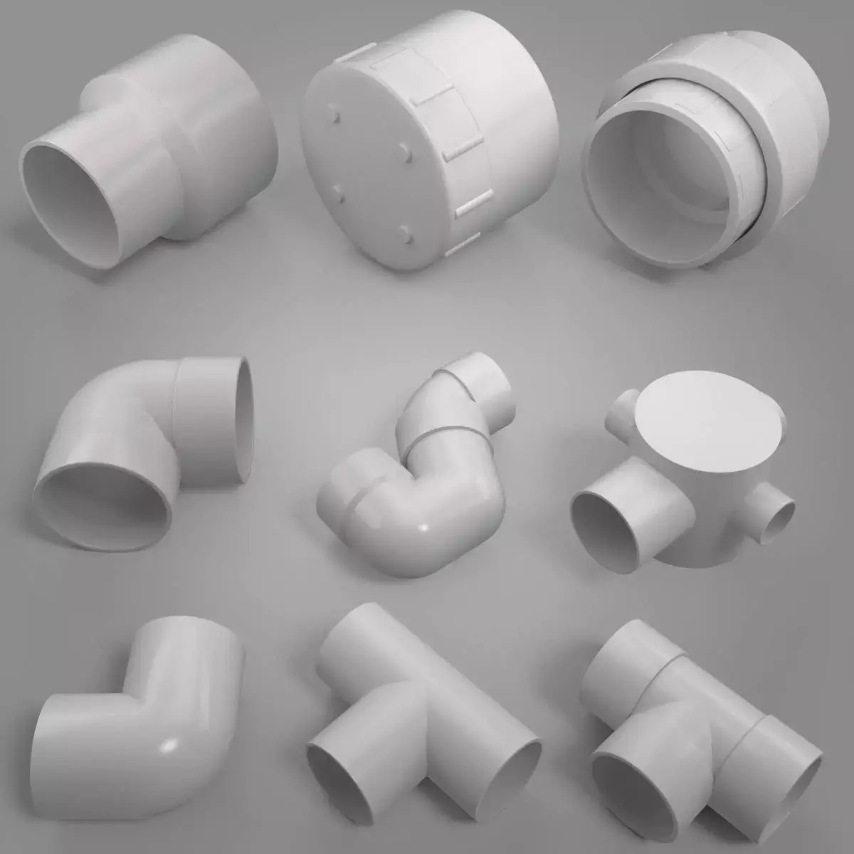 UPVC Pipe Fittings 3D Model Bundle 3D model