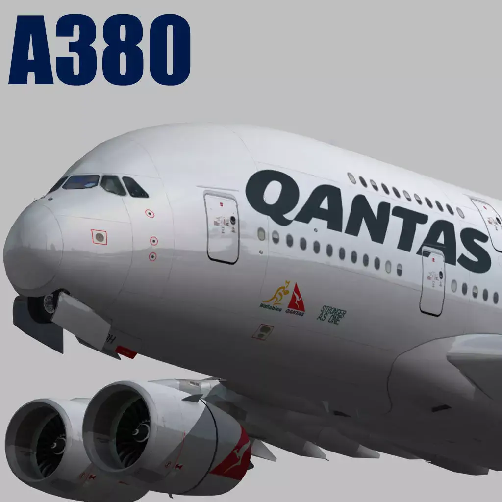 Airbus A380 Qantas VH-OQH Low-poly 3D model