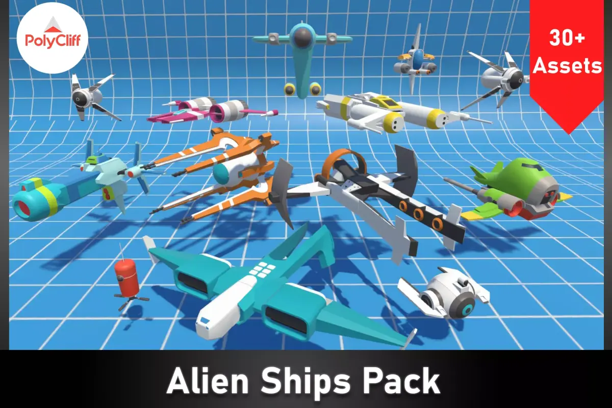 Alien Ship Pack Low-poly 3D model