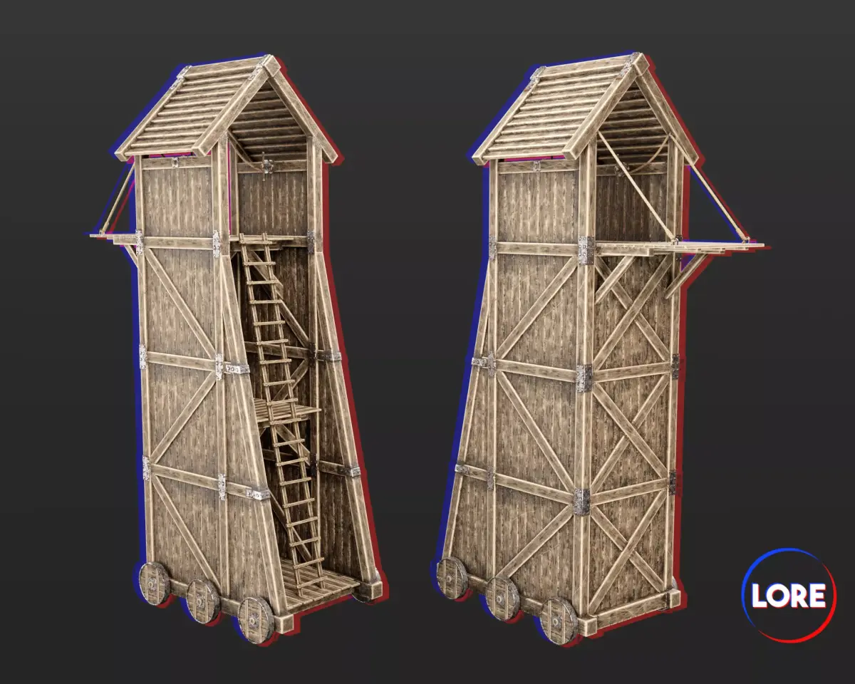 Medieval Siege Engine Tower Low-poly 3D model