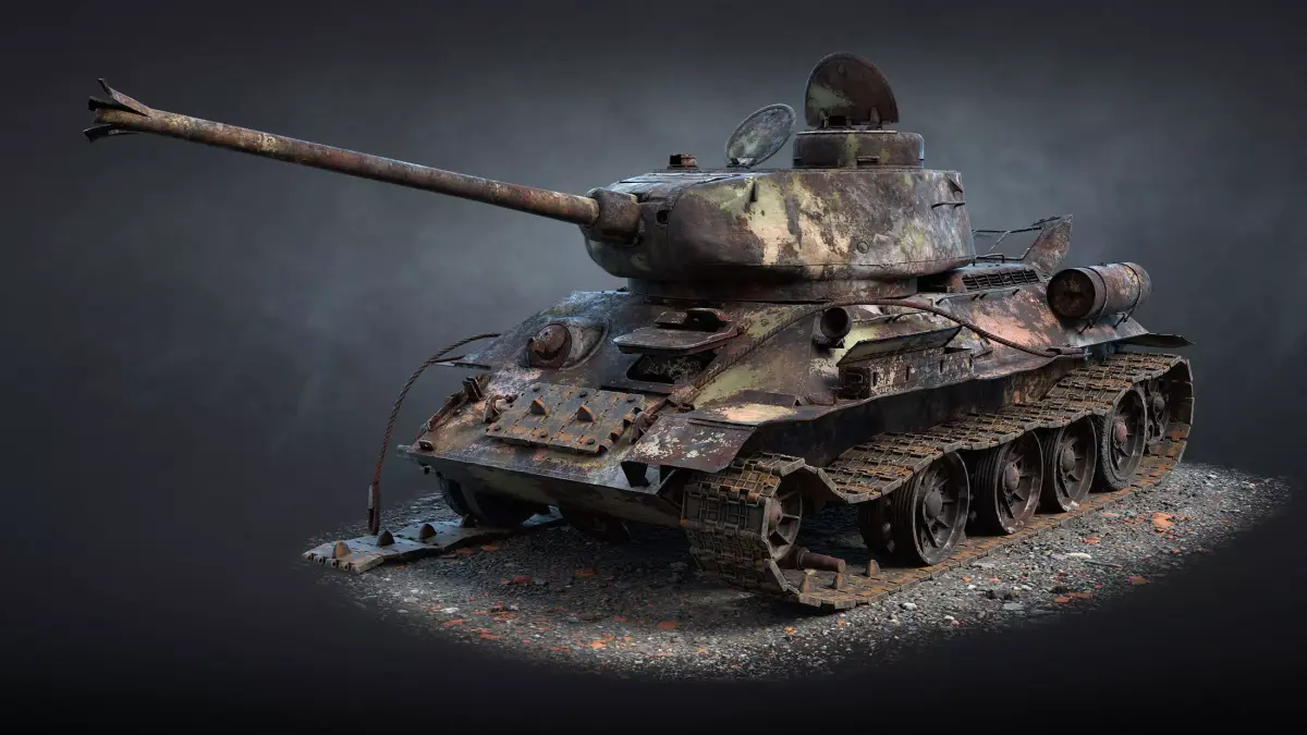 T-34-85 Destroyed Game Ready Low-poly 3D model