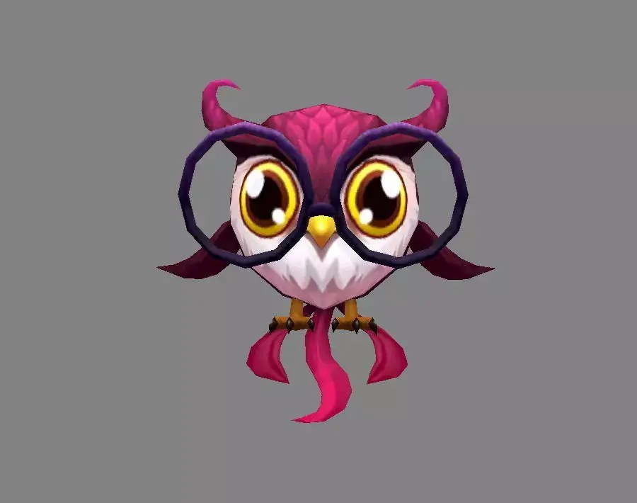 Cartoon bird - owl Low-poly 3D model