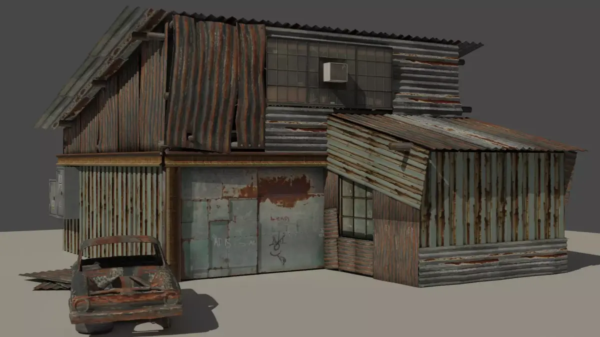 shanty garage decayed Low-poly 3D model