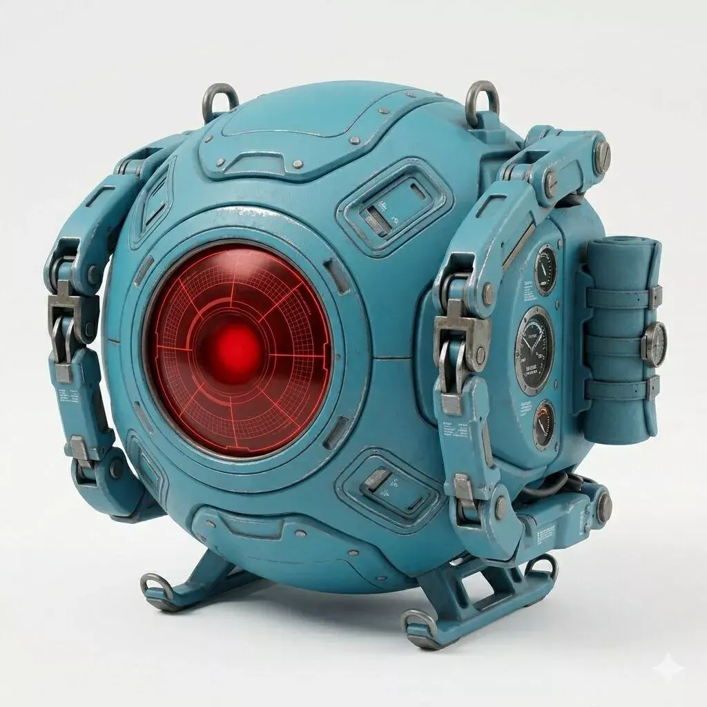 Realistic Sci-Fi Blue Sentry Drone 3D Model Low-poly 3D model