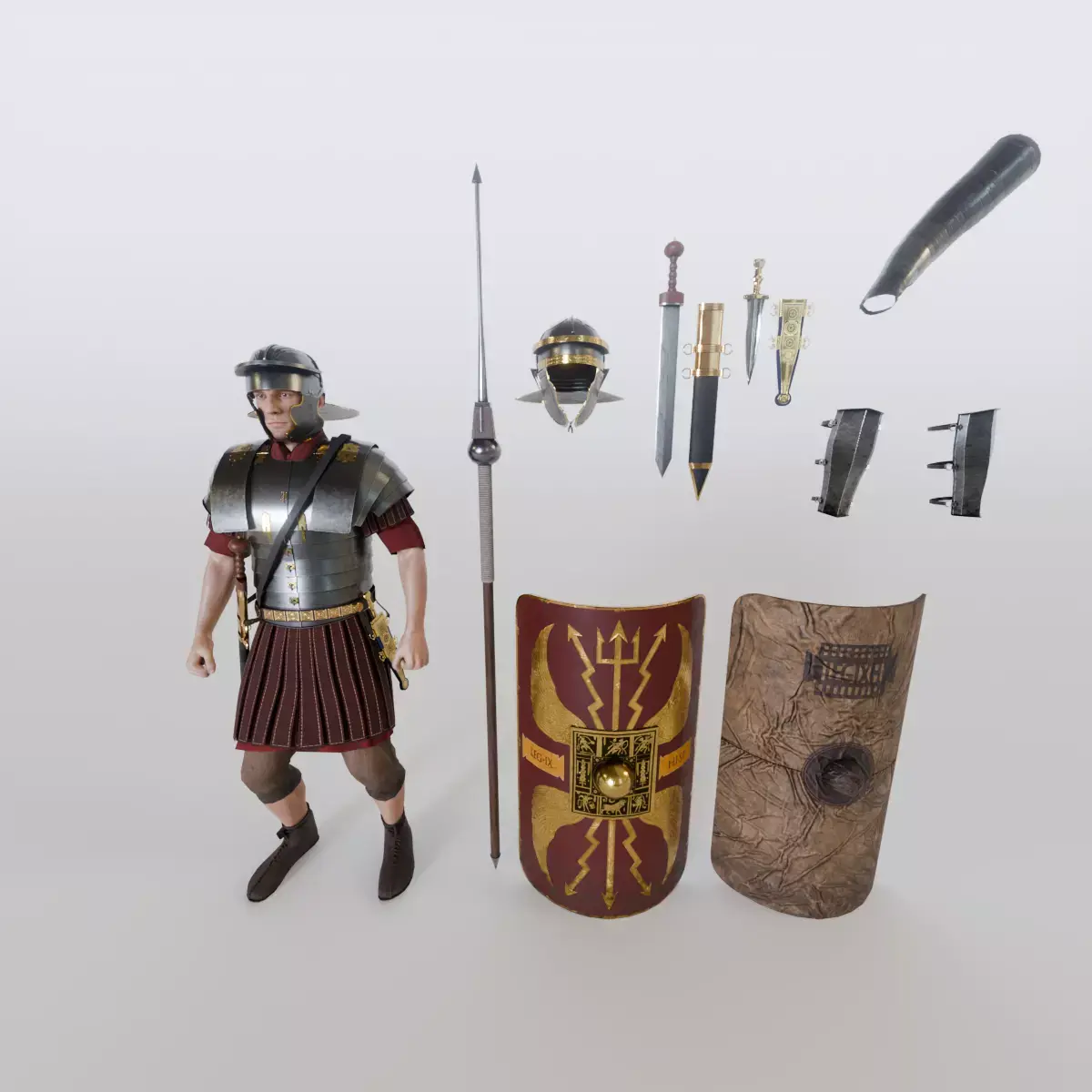 Roman Legionary Leg IX Hispana 120 AD - Rigged Low-poly 3D model