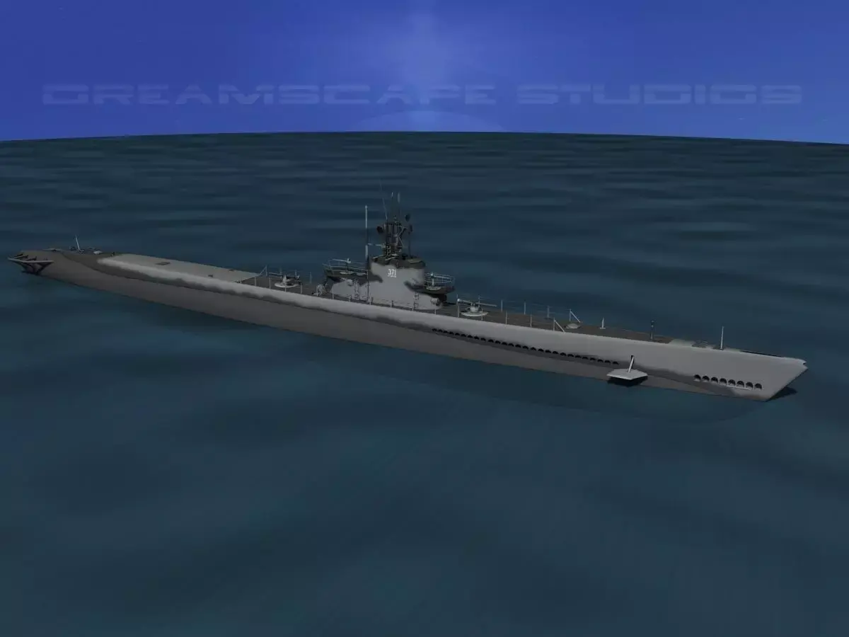 Balao Class Submarine USS Lagardo SS371 3D model