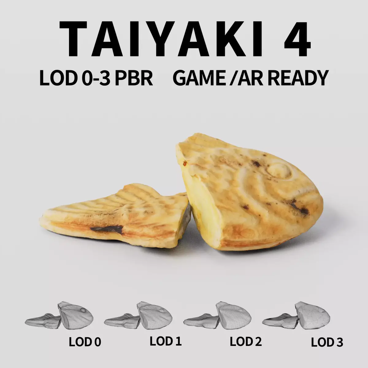 Cut Taiyaki ver4 3D model Low-poly 3D model