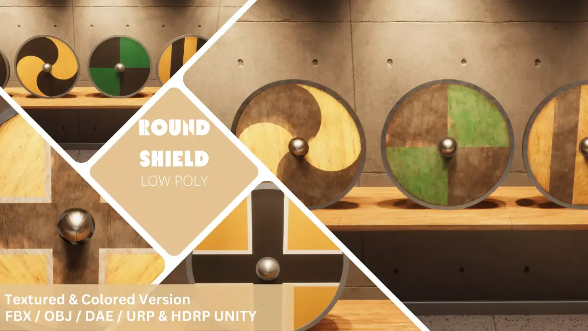 Round Shield - Lowpoly Textured and Colorbased  Low-poly 3D model