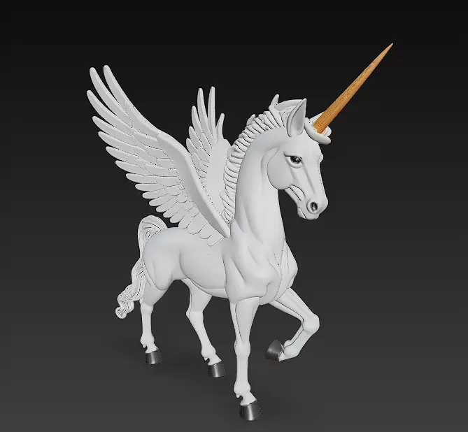 Unicorn White Realistic 3D Model Basic - Low Poly Realistic Low-poly 3D model
