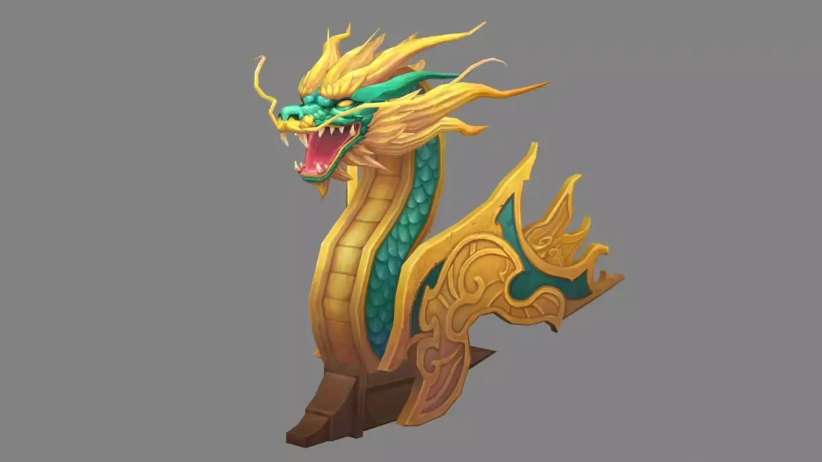 Cartoon dragon head sculpture Low-poly 3D model