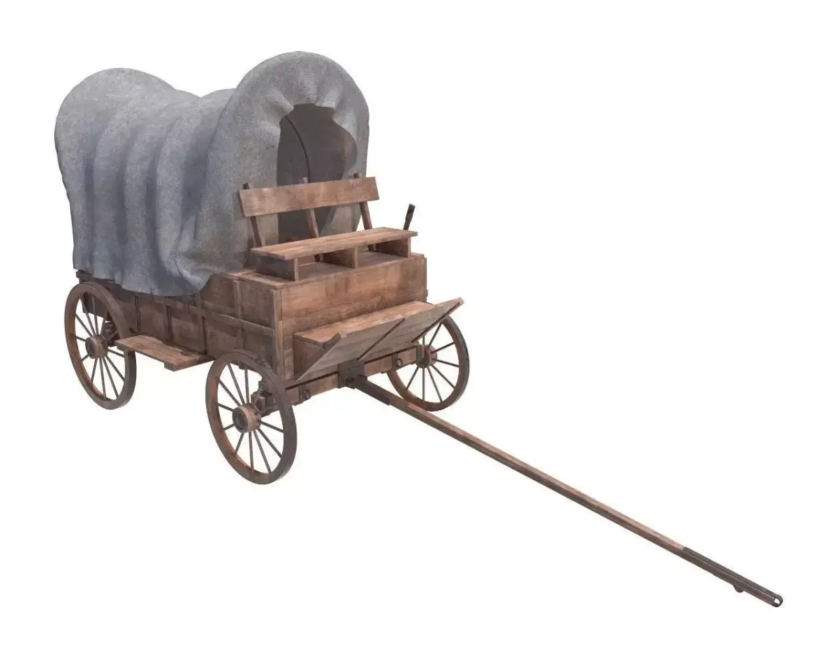 wagon wooden covered 3D model