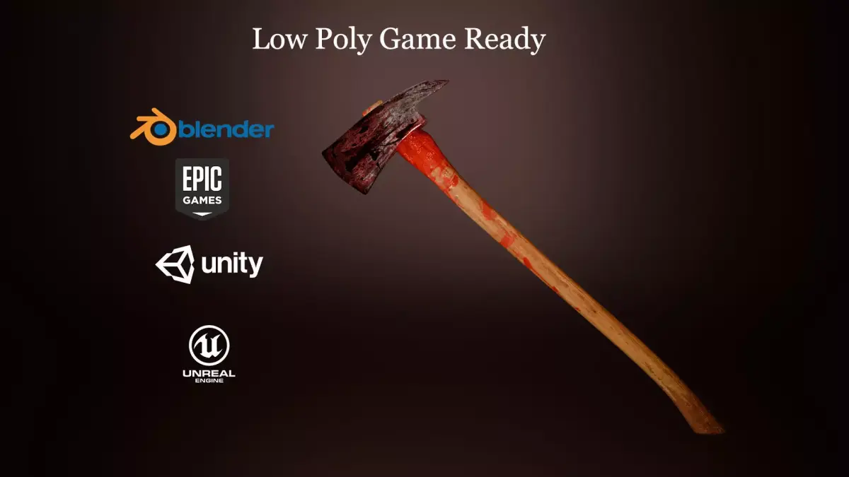 Axe 3d model Game Ready Low-poly 3D model