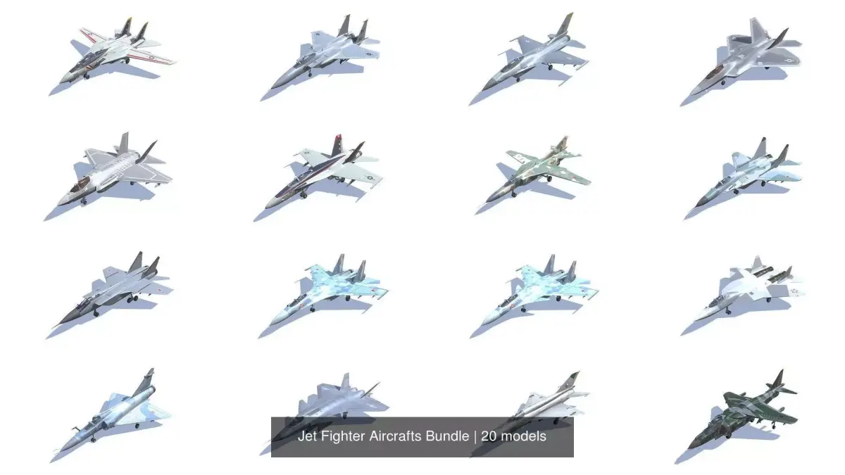 Jet Fighter Aircrafts Bundle 3D Model Collection