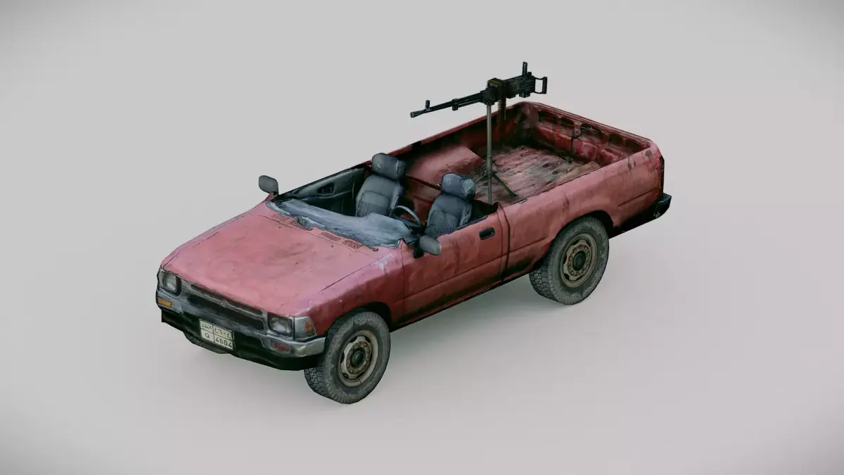 Pick-up Truck Improvised Fighting Vehicle Free low-poly 3D model