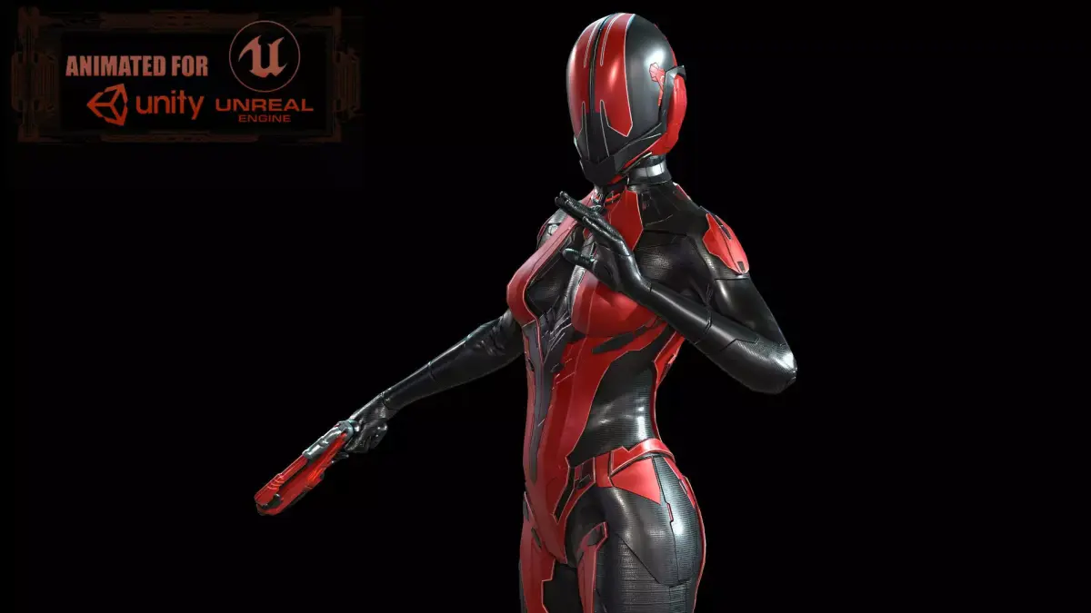 Cosmogirl humanoid robot Low-poly 3D model