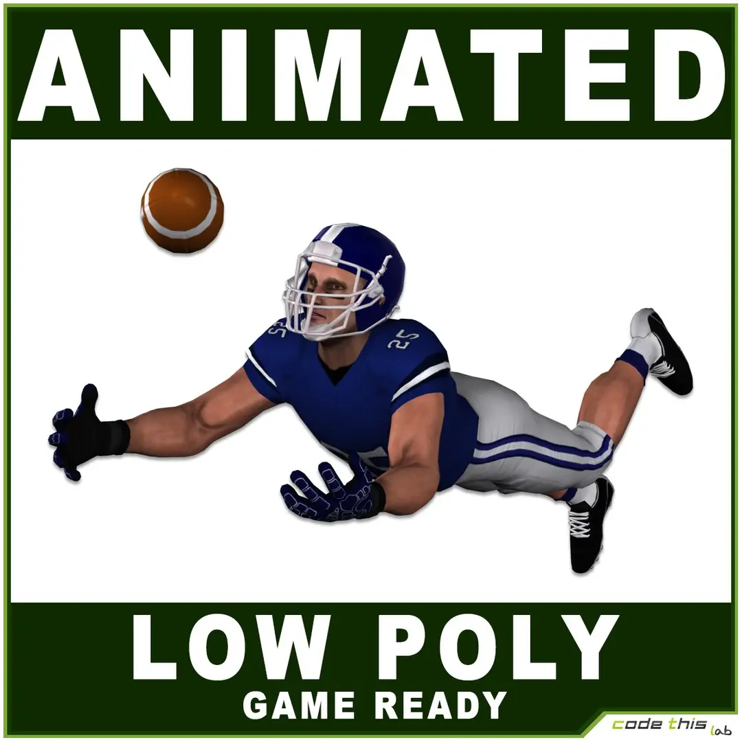 White American Football Player Real Time 3D model
